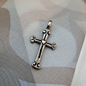 Vintage 925 Sterling Silver Sacred Heart Pendant Cross